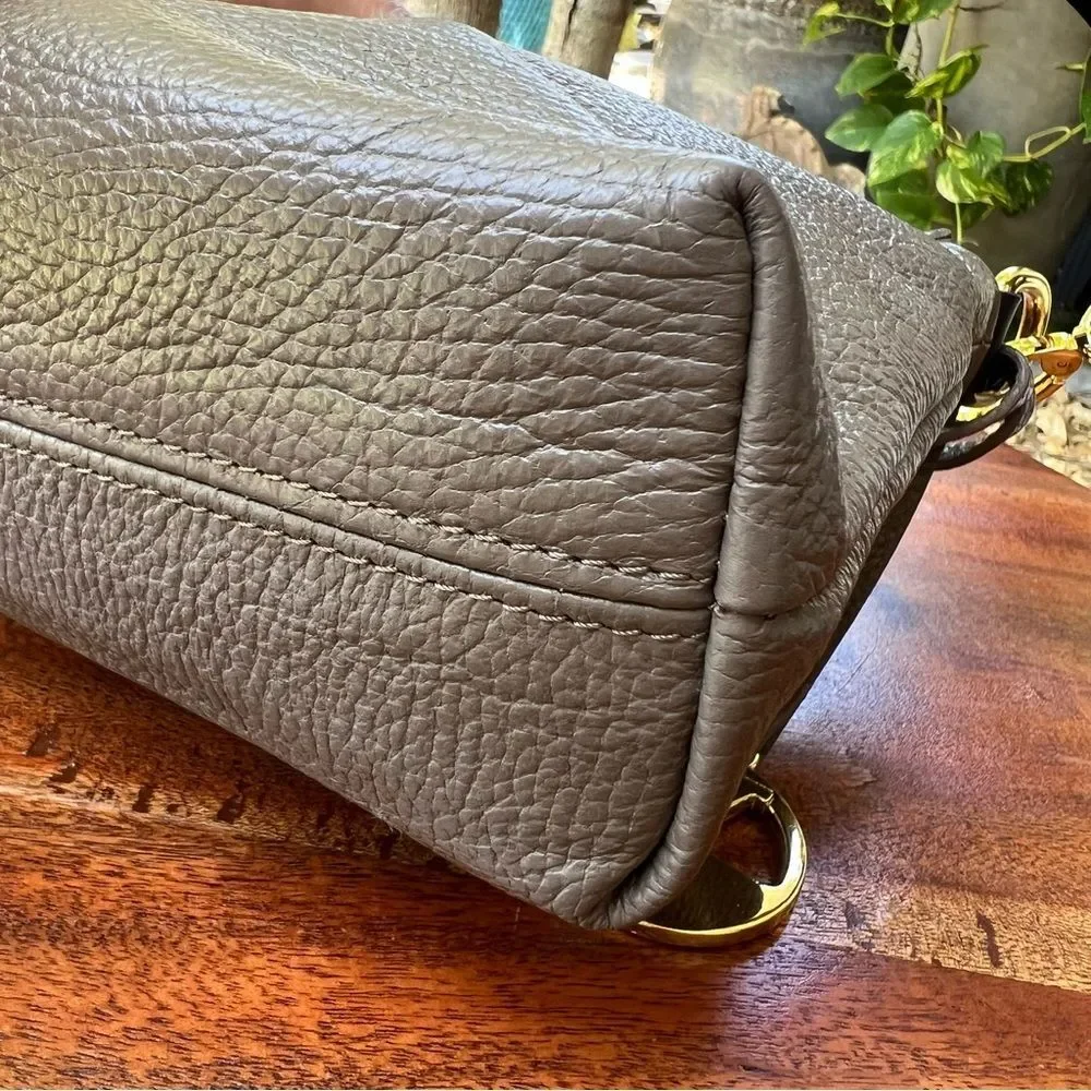 VALENTINA Vachetta Italian Small Leather Bag Taupe Gold Hardware
